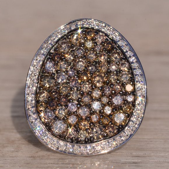 Zeghani Signed Colored Diamond and White Diamond Cocktail Ring - Picture 7 of 10